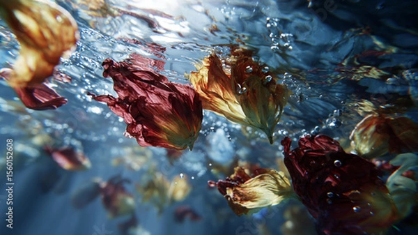 Fototapeta 水中を浮遊する花びら