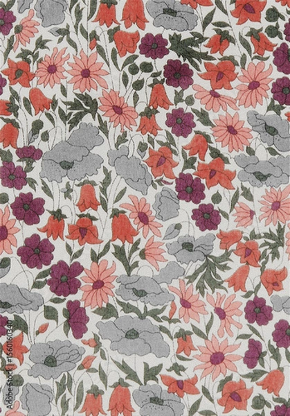 Fototapeta Botanical Seamless Pattern with Artistic Floral Design