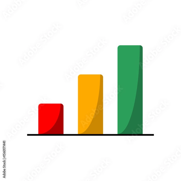 Fototapeta Chart graph bar growing uptrend business icon flat vector design