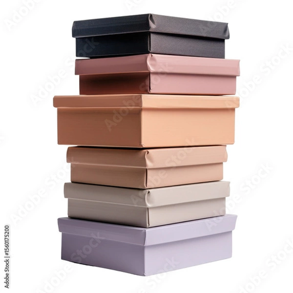 Obraz Stylish stack of colorful storage boxes in various shades, perfect for organizing and enhancing home decor