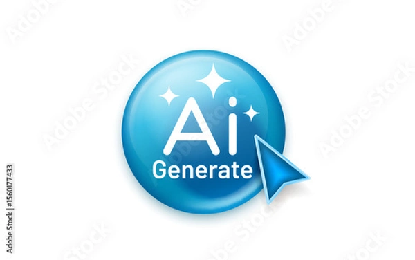 Obraz Button Ai Generate, Call for assistant help, image and text generator. Vector Illustration