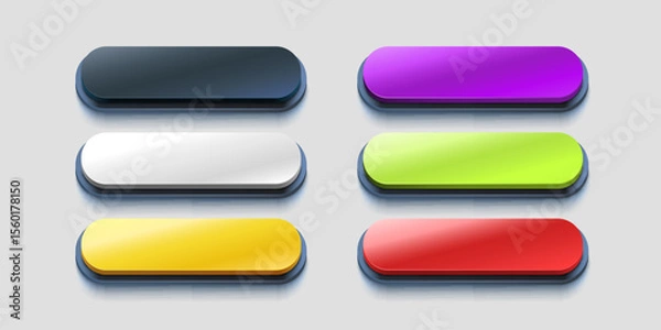 Obraz Collection of colored buttons, frame label, event web bar, buttons with color. Vector illustration
