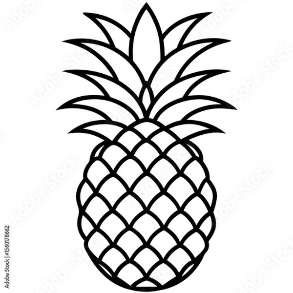 Fototapeta Pineapple Fruit Line Vector