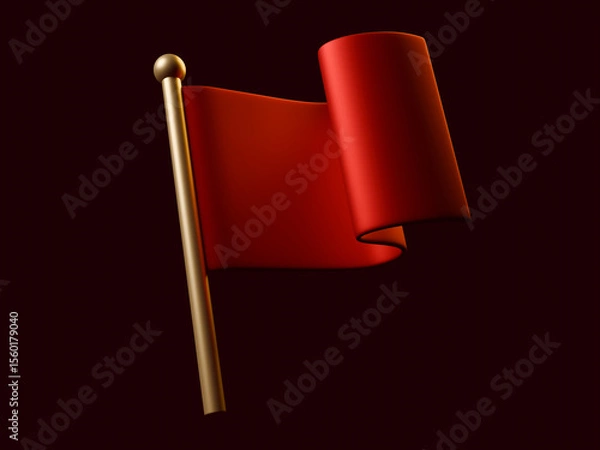 Obraz Waving Red Flag on a Gold Pole