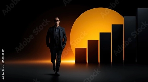 Fototapeta Business concept of success and idea generation, innovation, teamwork, digital technology, growth, leadership, and motivation