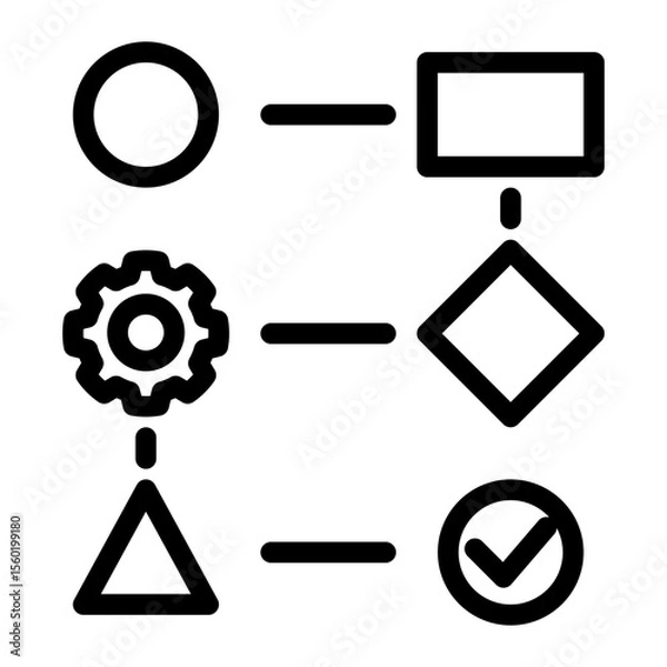 Obraz Automated Process Flowchart from the Business Automation icon collection (Outline style)