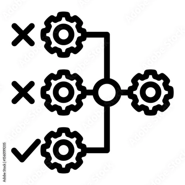 Obraz Automated Industrial Workflow from the Business Automation icon collection (Outline style)
