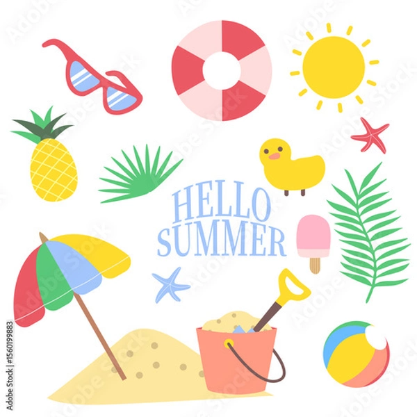 Obraz 해변, 여름, 세트, 바다