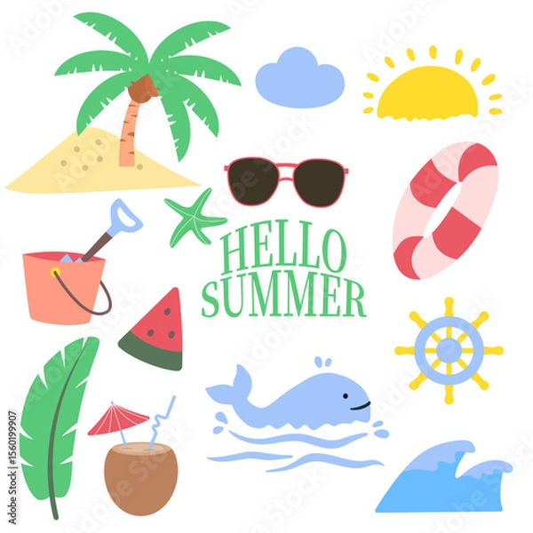 Obraz 해변, 여름, 세트, 바다