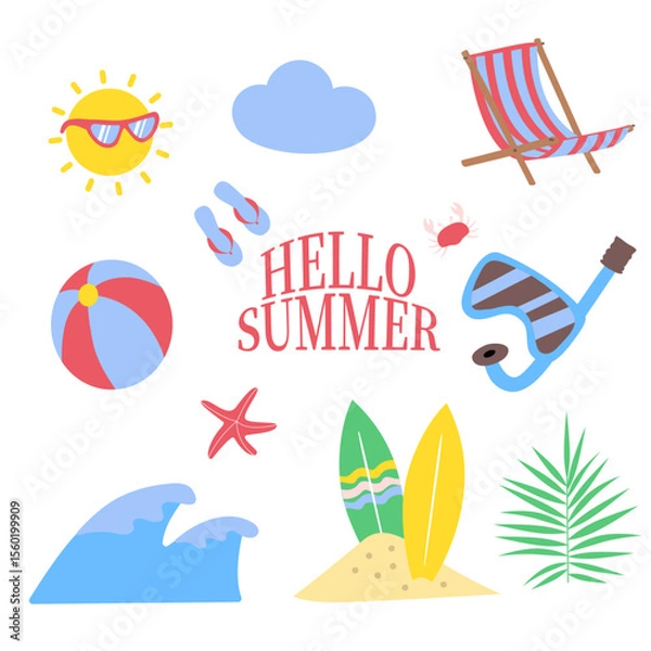 Obraz 해변, 여름, 세트, 바다