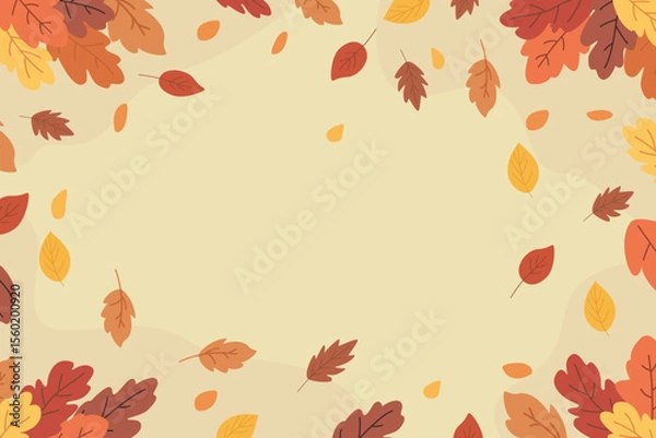 Fototapeta Beautiful frame of autumn leaves. Frame of autumn leaves. Frame of falling autumn leaves with colorful leaves for background and design.