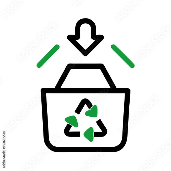 Obraz Modern recycling bin icon with a recycling symbol, representing waste management and sustainability