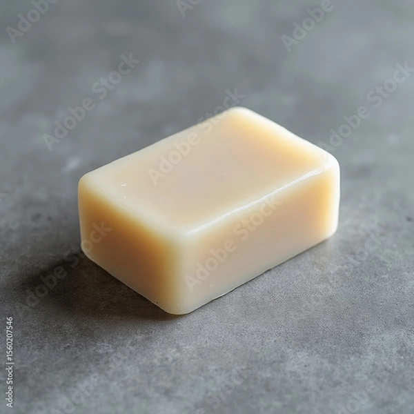 Fototapeta Rectangular Bar of Natural Soap on Gray Background for Hygiene and Personal Care Products Display