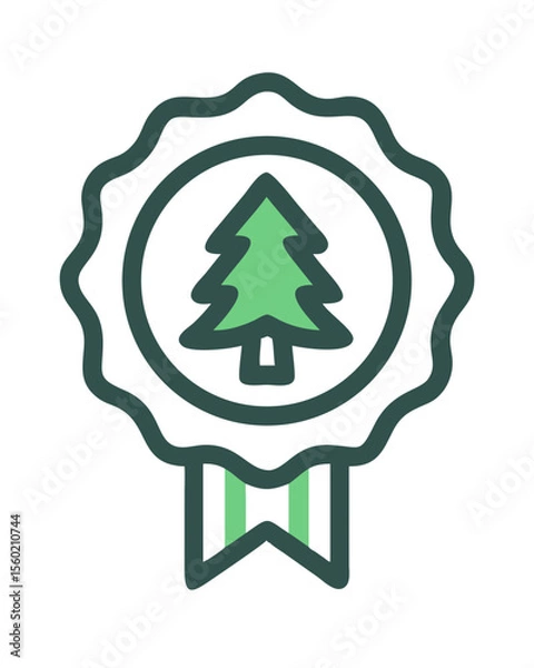 Obraz Green certification badge featuring a tree icon, symbolizing environmental sustainability and eco-friendliness
