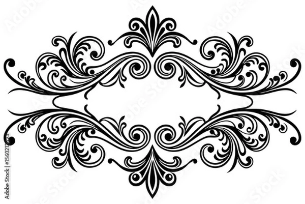 Fototapeta Vintage Decorative Divider with Ornate Swirls and Elegant Line Art for Classic Graphic Design Projects