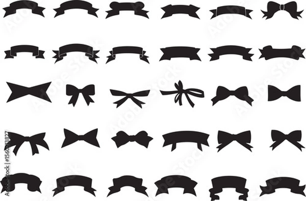 Fototapeta Elegant vector silhouette collection of diverse ribbons and bows, perfect for graphic design, celebrations, gifts, and decorative elements, ideal for adding a classic touch to any project or presentat