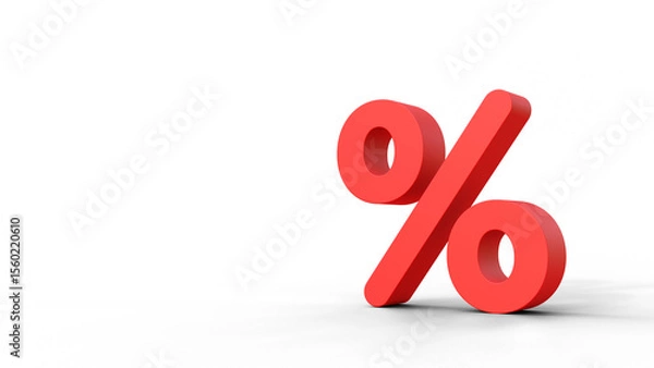 Fototapeta Seasonal sales background with percent discount symbol. Percentage sign on isolated background. Red percentage symbol on a isolated background.
