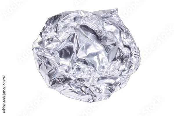 Obraz Crumpled ball of metallic foil against black background