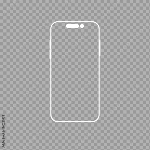 Fototapeta Smartphone Frame Outline Vector – Transparent Mobile Screen Template

