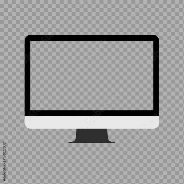 Fototapeta Flat Desktop Monitor Icon – Blank Computer Screen Vector with Transparent Background

