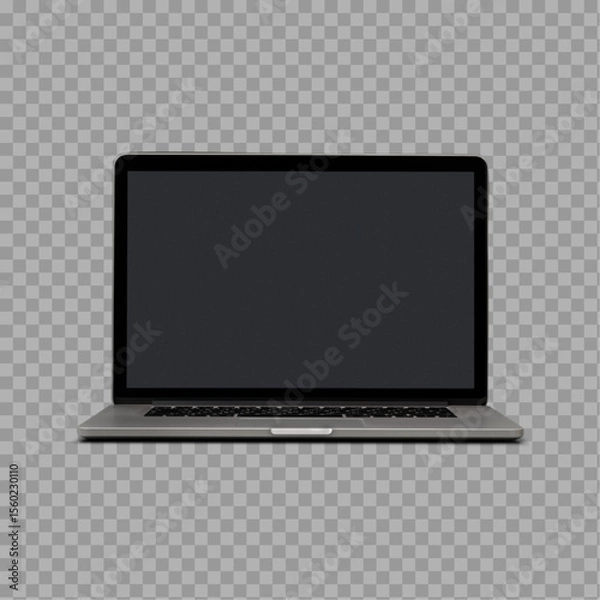 Fototapeta Realistic Laptop with Blank Screen – Isolated on Transparent Background


