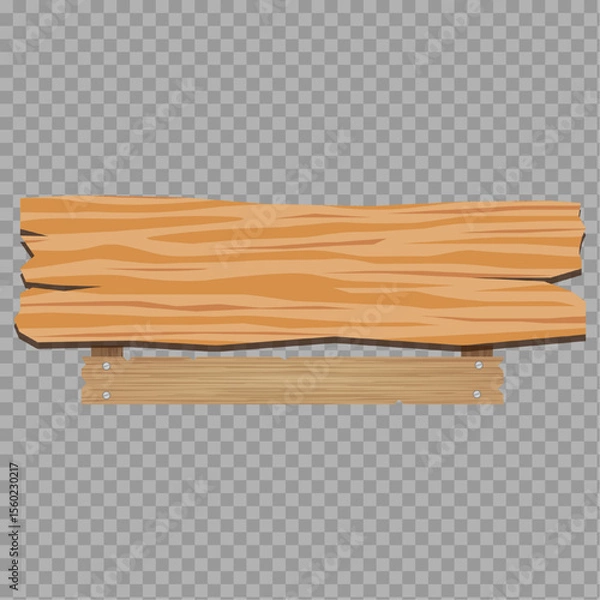 Fototapeta Rustic Wooden Signboard – Isolated on Transparent Background

