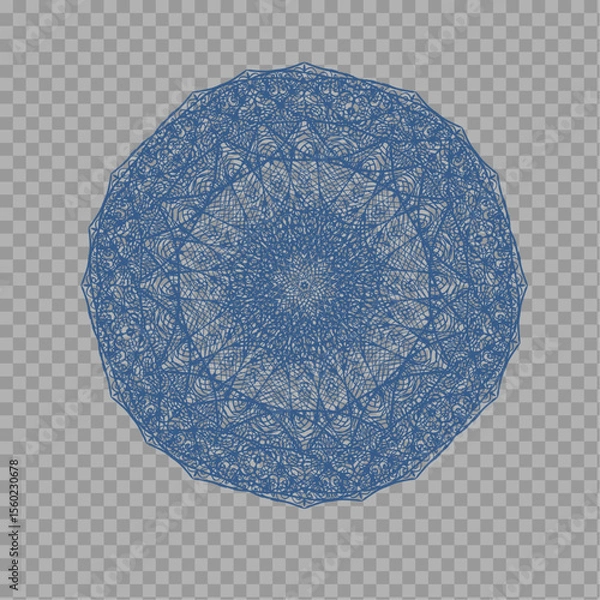 Fototapeta Intricate Blue Geometric Mandala Pattern on Transparent Background

