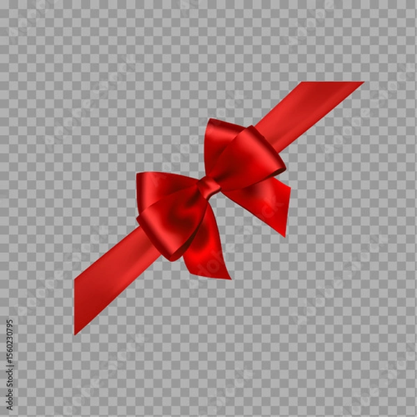 Fototapeta Elegant Red Ribbon with Bow Isolated on Transparent Background

