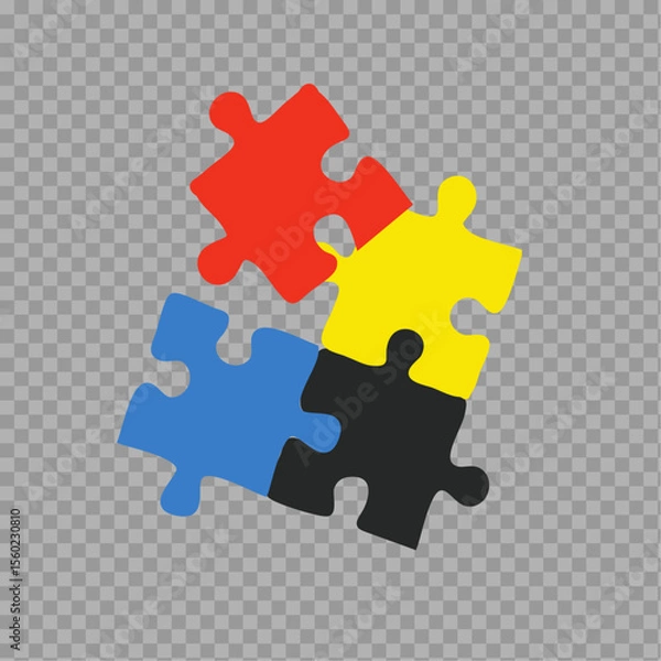 Fototapeta Colorful Jigsaw Puzzle Pieces Isolated on Transparent Background

