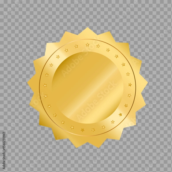 Fototapeta Golden Badge Seal Emblem Isolated on Transparent Background

