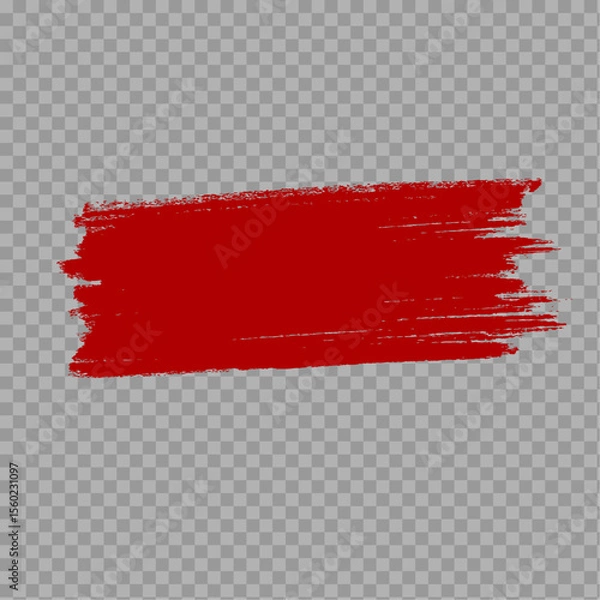 Fototapeta Red Paint Brush Stroke Isolated on Transparent Background – Vector Grunge Design

