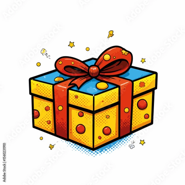 Obraz Gift boxes concept with charming, stylized present tied with bright red bow. Gift boxes represent celebration, joy, and are often given on holidays and birthdays.