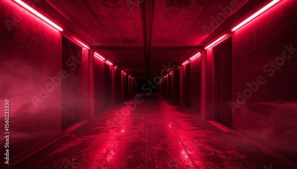 Obraz red tunnel with light