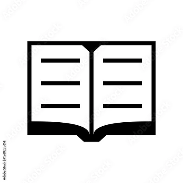 Fototapeta Black open book outline icon vector design
