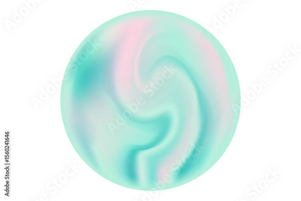 Fototapeta Cute iridescent aquamarine color smooth gradient magic sphere or planet isolated element, transparent background. Abstract glowing bubble.