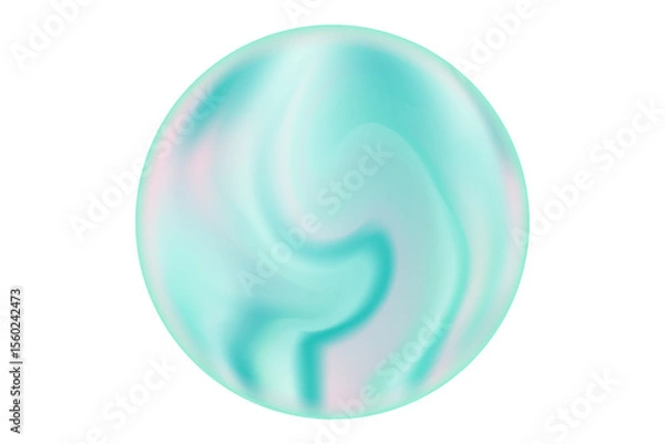 Fototapeta Cute iridescent aquamarine color smooth gradient magic sphere or planet isolated element, transparent background. Abstract glowing bubble.