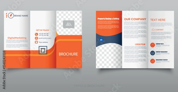 Obraz Corporate business flyer template design, report leaflets cover brochure pamphlet yearly, a4 print layout with orange color. Abstract Poster , Business Brochure.