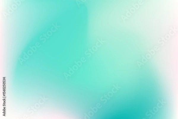Fototapeta Pink, mint aquamarine color blurry wavy background with copy space. Aesthetic iridescent smooth gradient neon watercolor motion water backdrop. Fluid backdrop for presentation, poster, product display