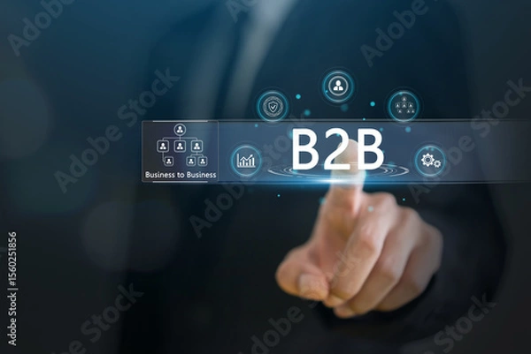 Fototapeta B2B, Business to Business concept, digital transformation and innovation in enterprise growth for corporate strategy in competitive market, organization growth, collaboration and enterprise connection