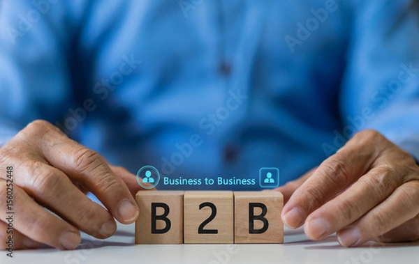Fototapeta B2B, Business to Business concept, digital transformation and innovation in enterprise growth for corporate strategy in competitive market, organization growth, collaboration and enterprise connection