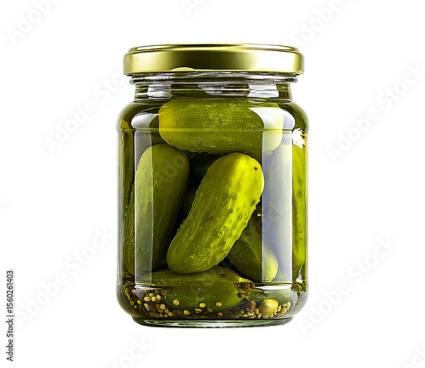 Fototapeta A jar of pickled gherkins isolated on a transparent background