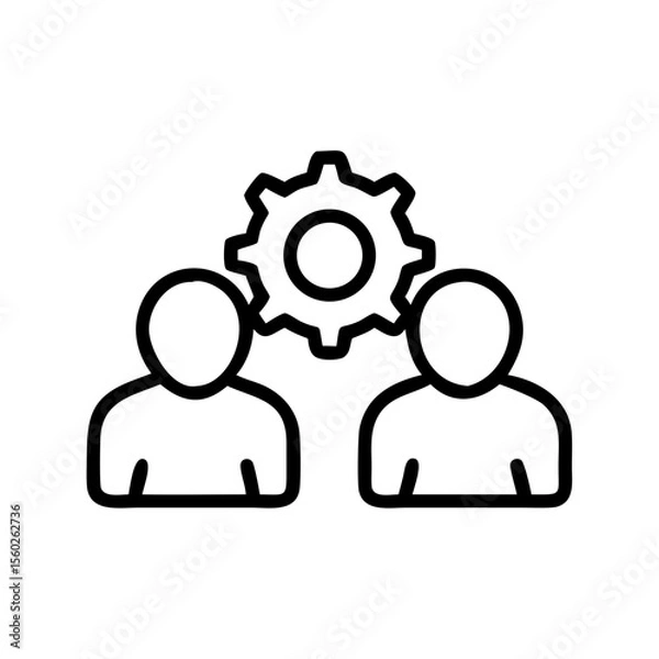 Fototapeta Two people with gear icon on transparent background concept  