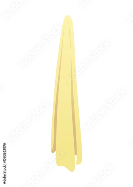 Fototapeta Cartoon bathroom element. Yellow color towel. Bath time in flat style vector illustration. Mockup for web design isolated on white background