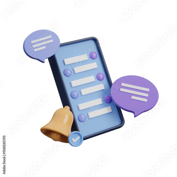 Fototapeta Smartphone for social media icon on transparent background, Online Social media communication platform concept. Digital Business, Marketing, Data Analysis. Phone device Mockup. 3d render illustration