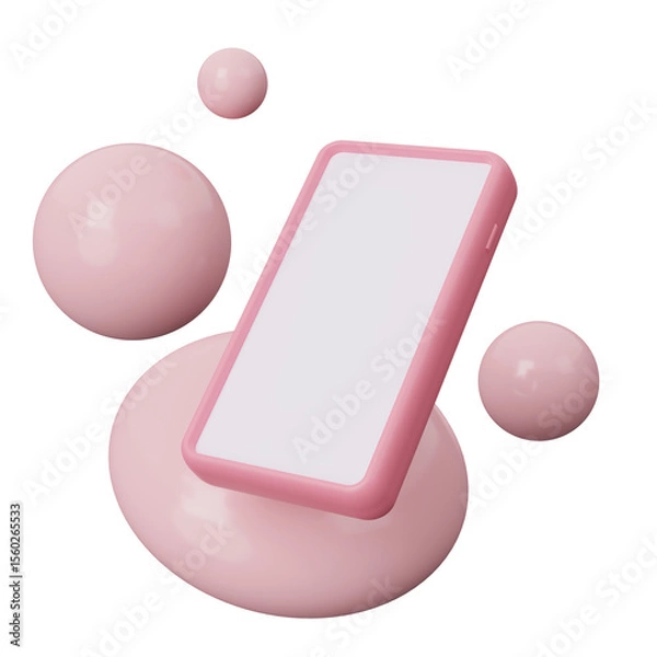 Fototapeta Smartphone for social media icon on transparent background, Online Social media communication platform concept. Digital Business, Marketing, Data Analysis. Phone device Mockup. 3d render illustration