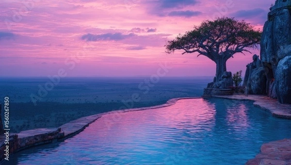 Obraz Serene infinity pool at sunrise