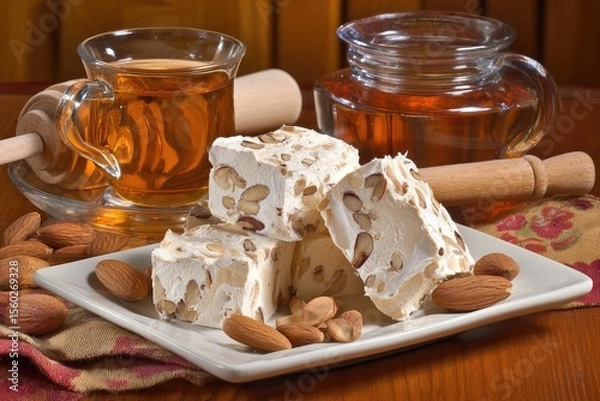 Obraz Almond nougat with tea