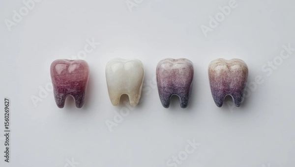 Obraz Four stylized tooth carvings in varying shades