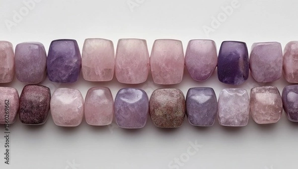 Obraz Row of faceted, textured beads in a gradient of pink and purple