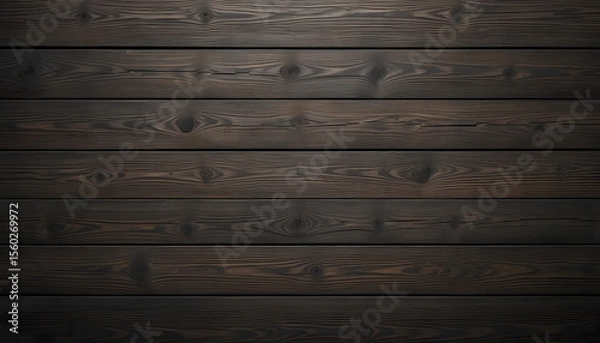 Fototapeta Dark planks background, rustic wooden table surface. Brown wood